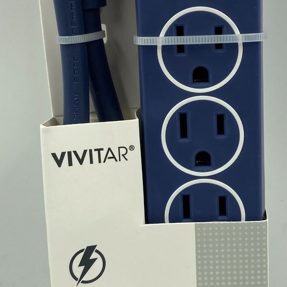 Vivitar 6 Outlet Safety Surge Protector Plug AC Wall Power Strip (BLUE) - Picture 2 of 3